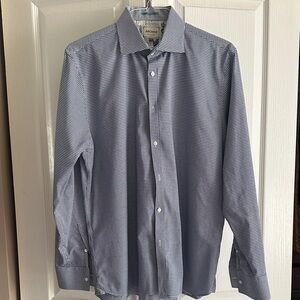Ted Baker London Navy and White Microcheck Dress Shirt